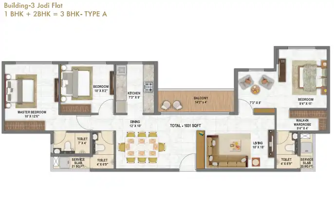 1 & 2 BHK Floor Plan